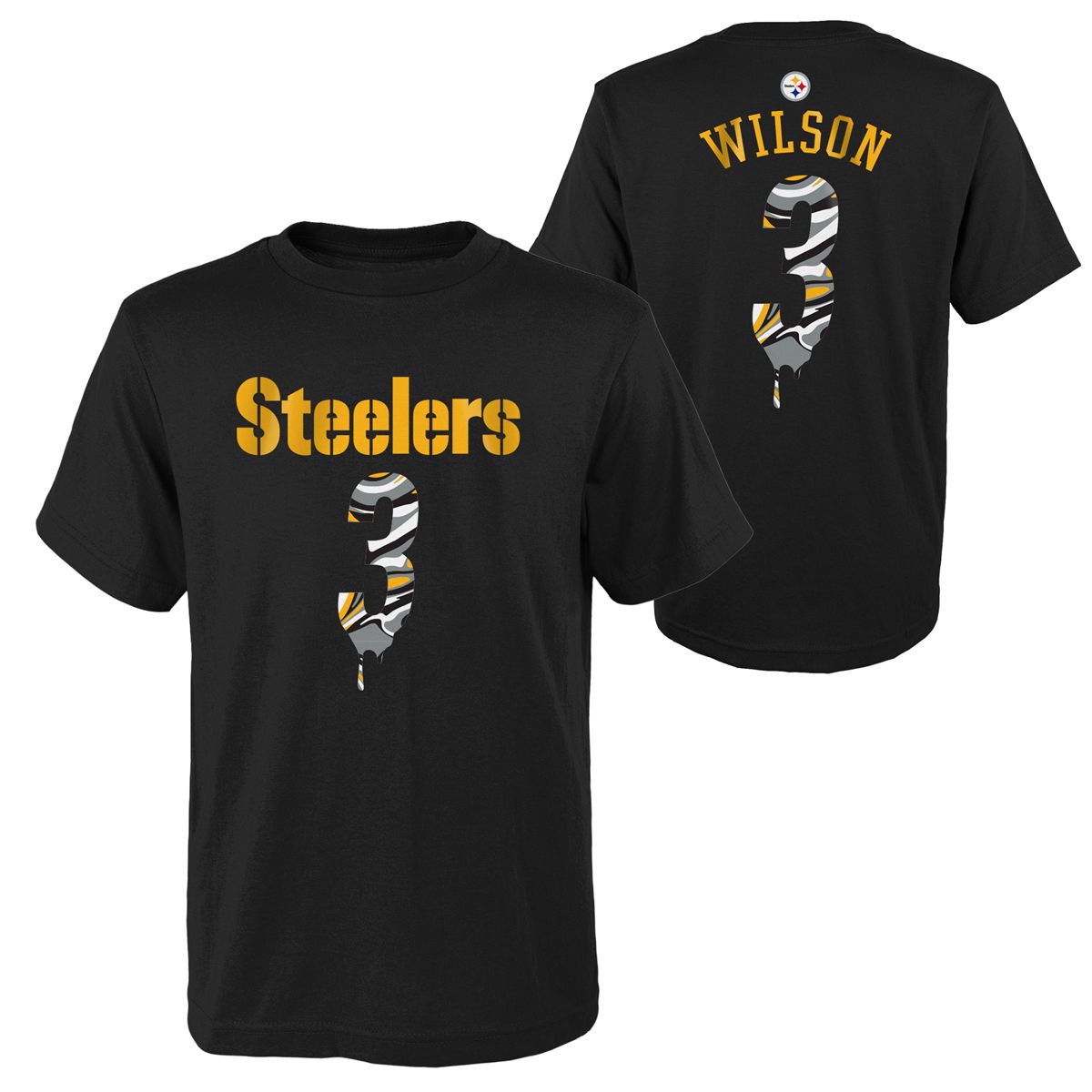 Pittsburgh Steelers Youth Wilson Drip Short Sleeve T-Shirt 3 Pittsburgh Steelers Youth Wilson Drip Short Sleeve T-Shirt