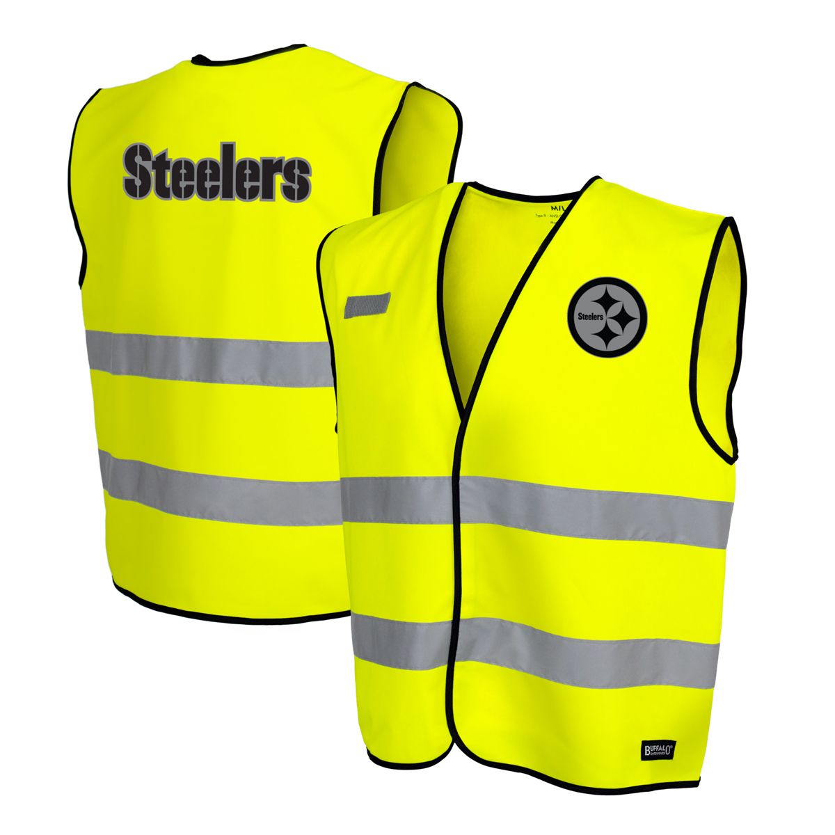 Pittsburgh Steelers Men's Buffalo Outdoors Hi-Vis Safety Work Vest 3 Pittsburgh Steelers Men's Buffalo Outdoors Hi-Vis Safety Work Vest