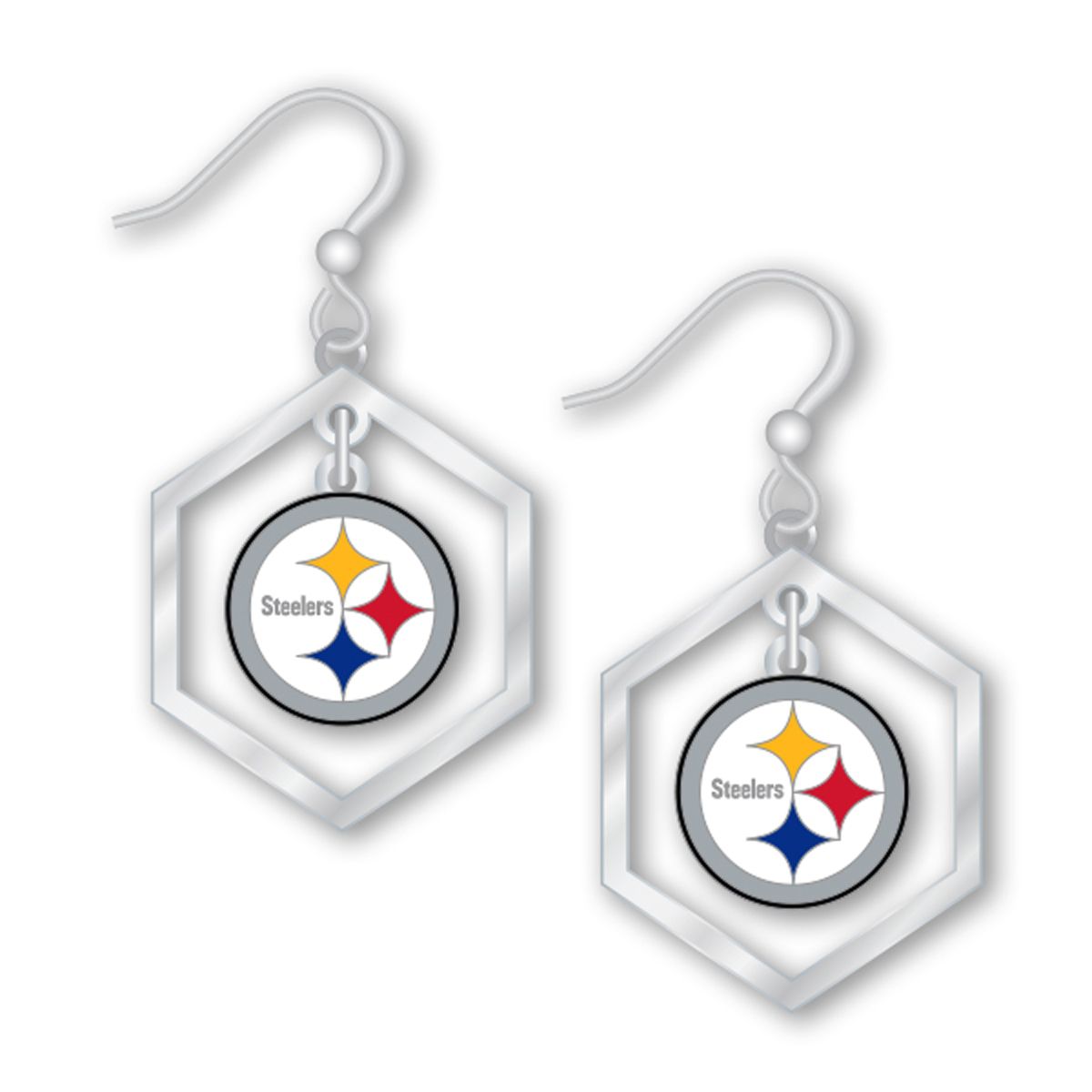 Pittsburgh Steelers Hexagon Cutout Earrings 5 Pittsburgh Steelers Hexagon Cutout Earrings