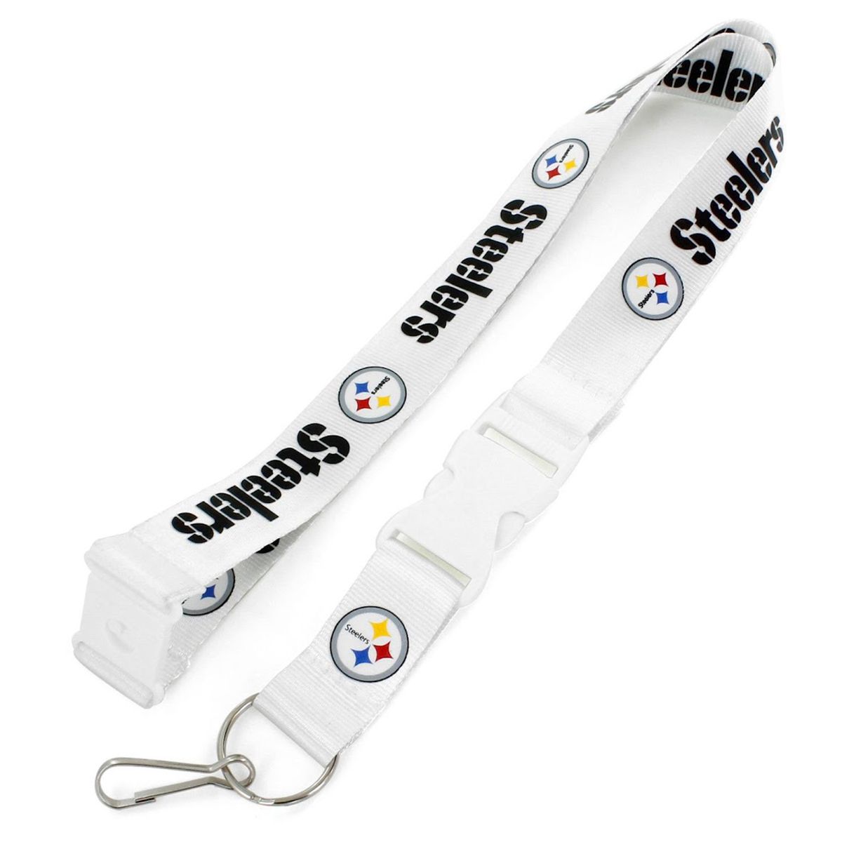 Pittsburgh Steelers Team Logo White Lanyard 1 Pittsburgh Steelers Team Logo White Lanyard