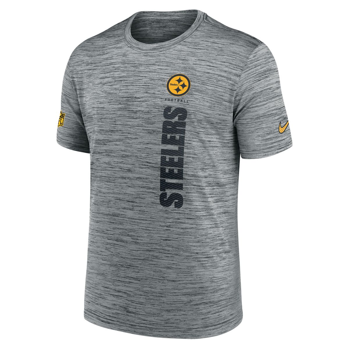 Pittsburgh Steelers Men's Nike Sideline Dri-FIT Velocity Grey Short Sleeve T-Shirt 1 Pittsburgh Steelers Men's Nike Sideline Dri-FIT Velocity Grey Short Sleeve T-Shirt