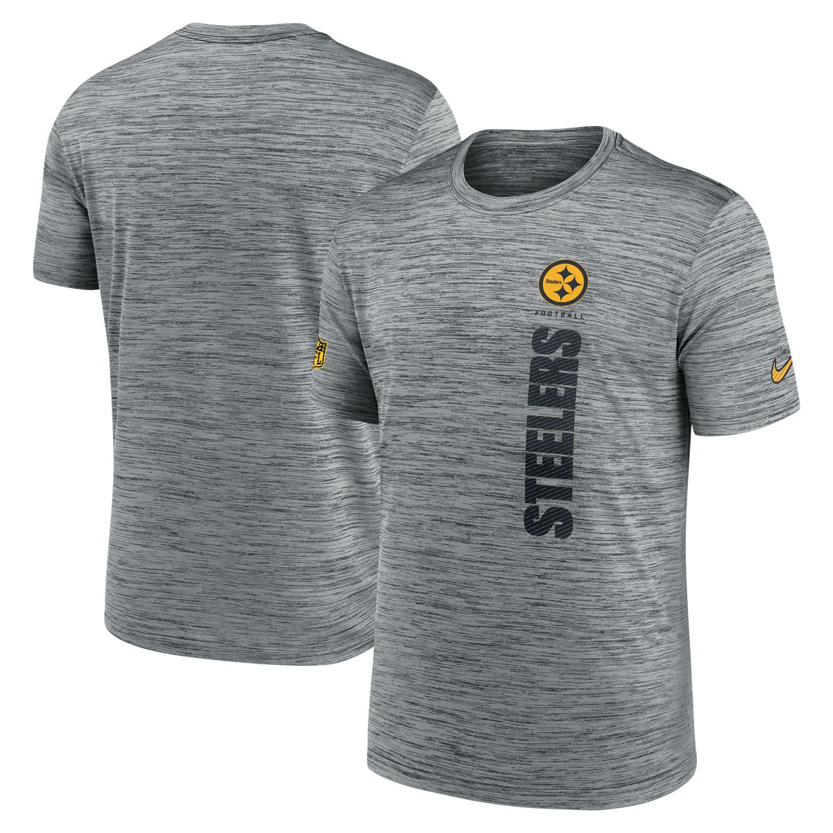 Pittsburgh Steelers Men's Nike Sideline Dri-FIT Velocity Grey Short Sleeve T-Shirt 3 Pittsburgh Steelers Men's Nike Sideline Dri-FIT Velocity Grey Short Sleeve T-Shirt