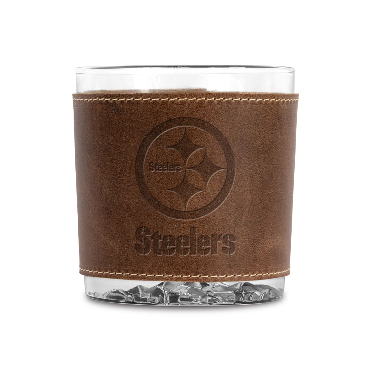 Pittsburgh Steelers 10oz. Brown Leather Wrap Rocks Glass 2 Pittsburgh Steelers 10oz. Brown Leather Wrap Rocks Glass