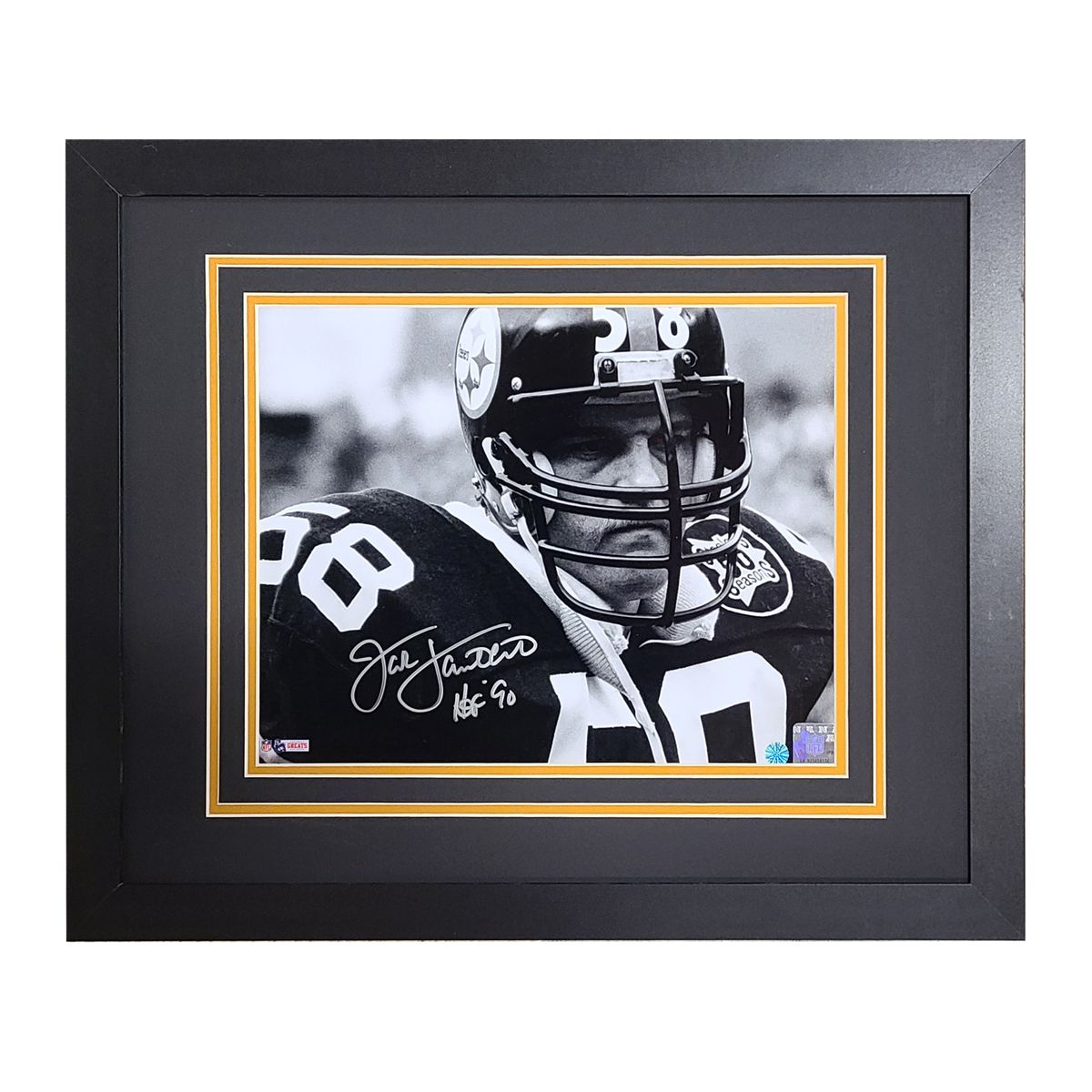 Pittsburgh Steelers #58 Jack Lambert Signed & Framed 11x14 Photo 50th Anniversary Patch 2 Pittsburgh Steelers #58 Jack Lambert Signed & Framed 11x14 Photo 50th Anniversary Patch