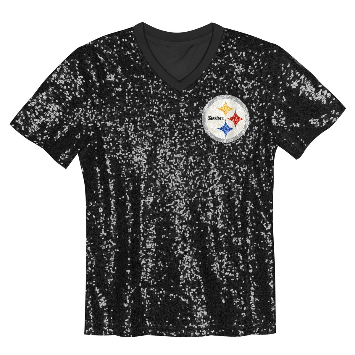 Pittsburgh Steelers Women's Team Glam Watt Sequin Short Sleeve T-Shirt