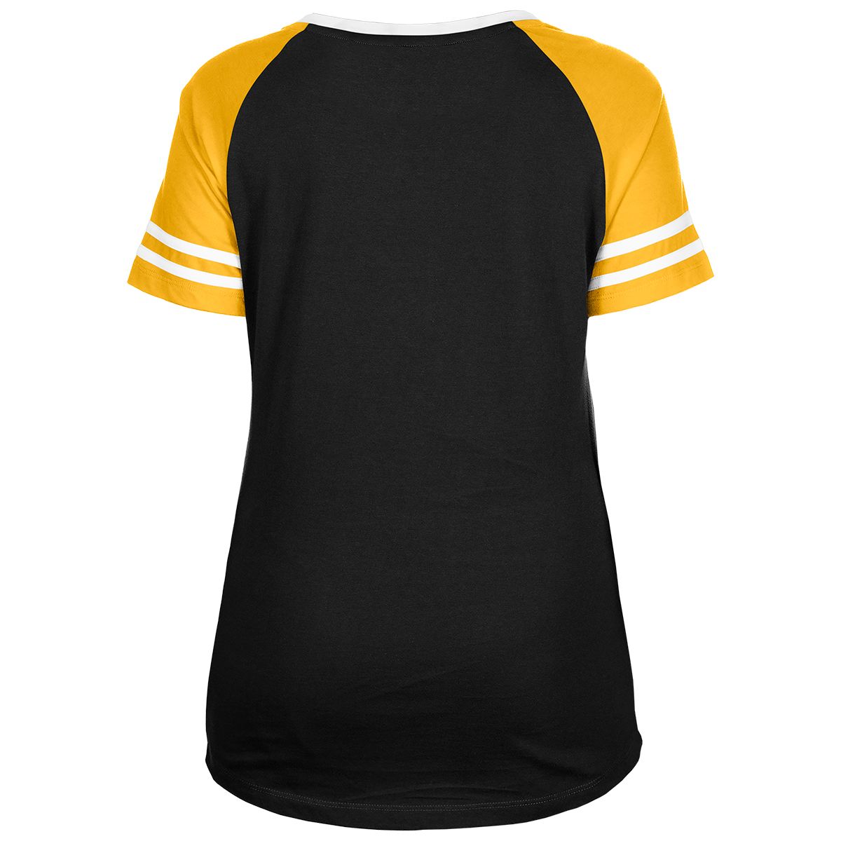 Pittsburgh Steelers Women's New Era Lace Up Colorblock Short Sleeve T-Shirt 2 Pittsburgh Steelers Women's New Era Lace Up Colorblock Short Sleeve T-Shirt