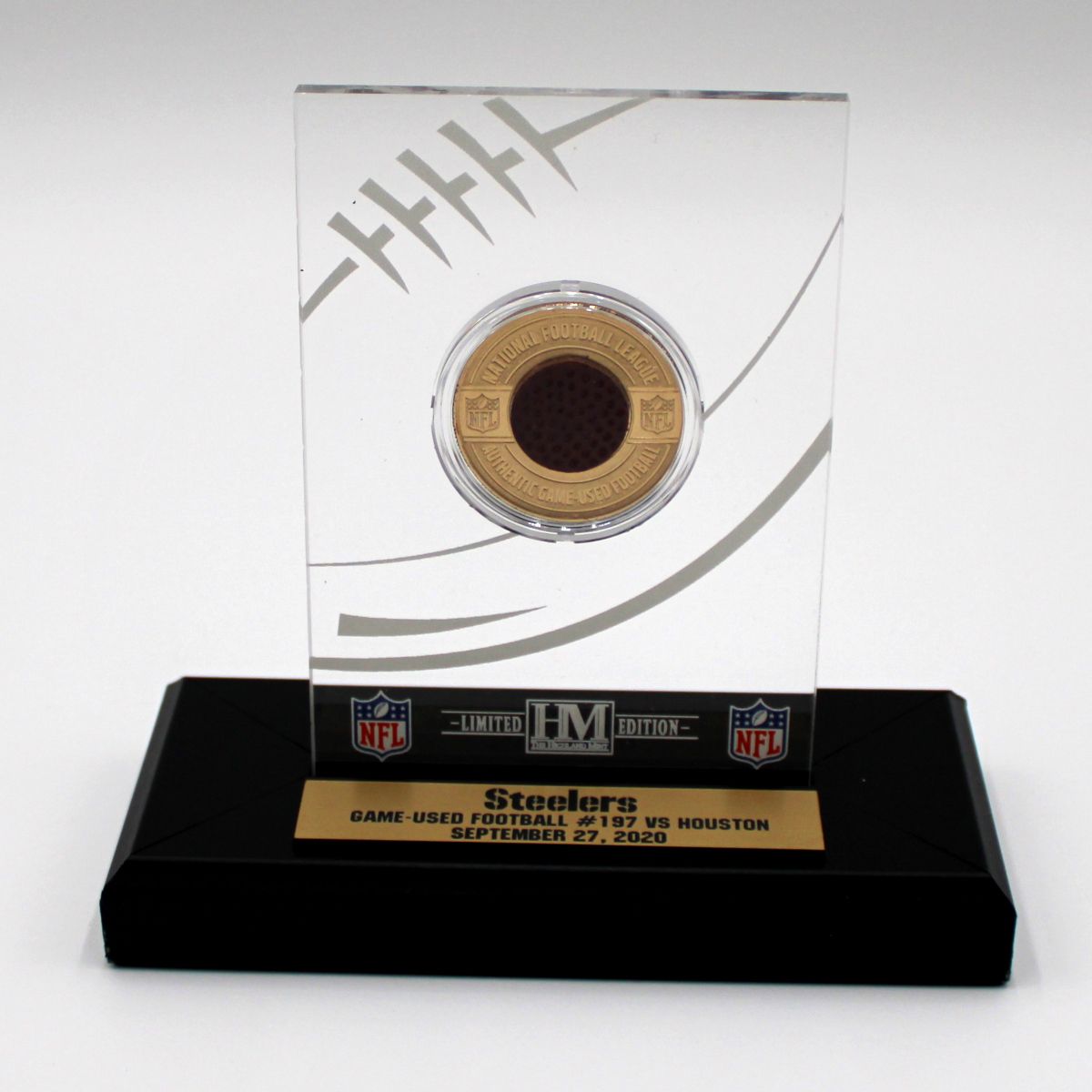 Game Used Football Piece vs Houston 9.27.20 with Acrylic Stand