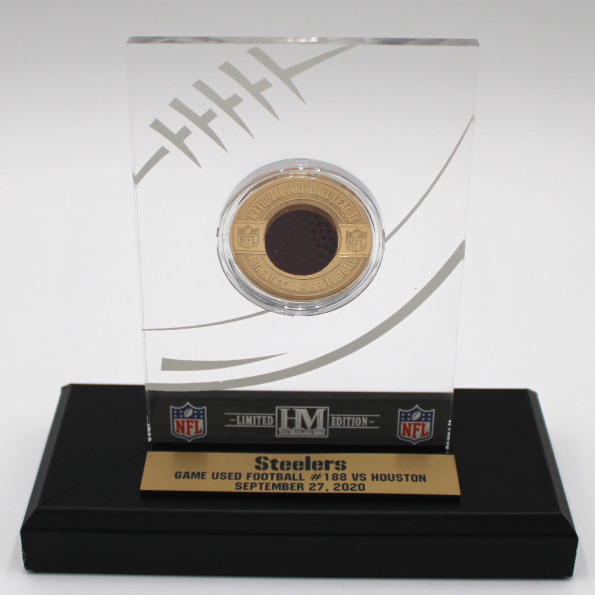 Game Used Football Piece vs Houston 9.27.20 with Acrylic Stand
