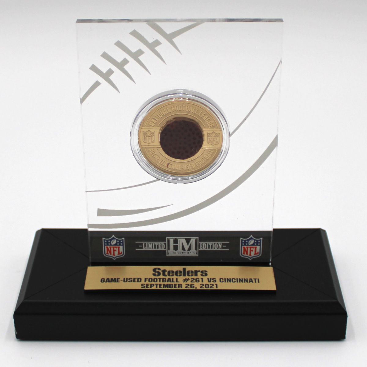 Game Used Football Piece vs Cincinnati 9.26.21 with Acrylic Stand