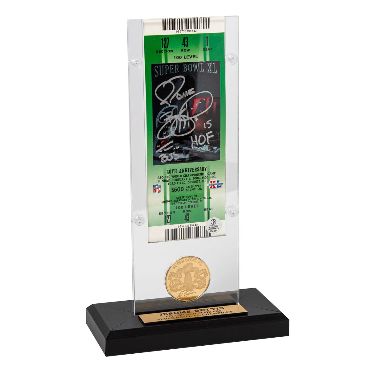 Pittsburgh Steelers #36 Jerome Bettis Autographed SB XL Replica Ticket Acrylic Desktop Piece 6 Pittsburgh Steelers #36 Jerome Bettis Autographed SB XL Replica Ticket Acrylic Desktop Piece