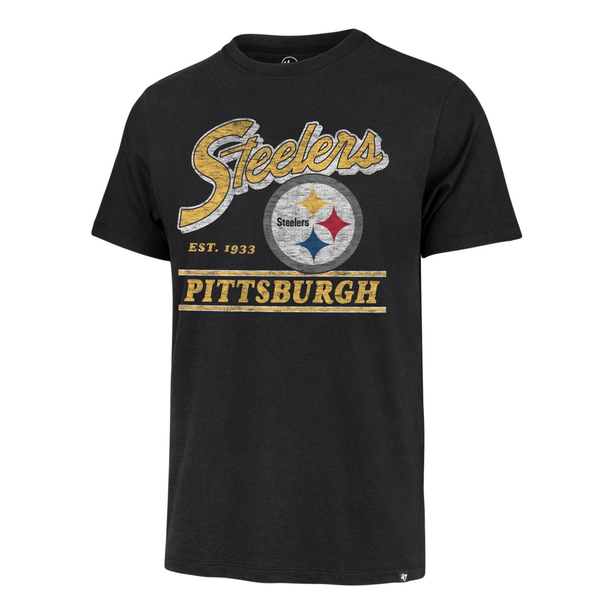 Pittsburgh Steelers Men's '47 Brand Fly By Franklin Short Sleeve T-Shirt 2 Pittsburgh Steelers Men's '47 Brand Fly By Franklin Short Sleeve T-Shirt