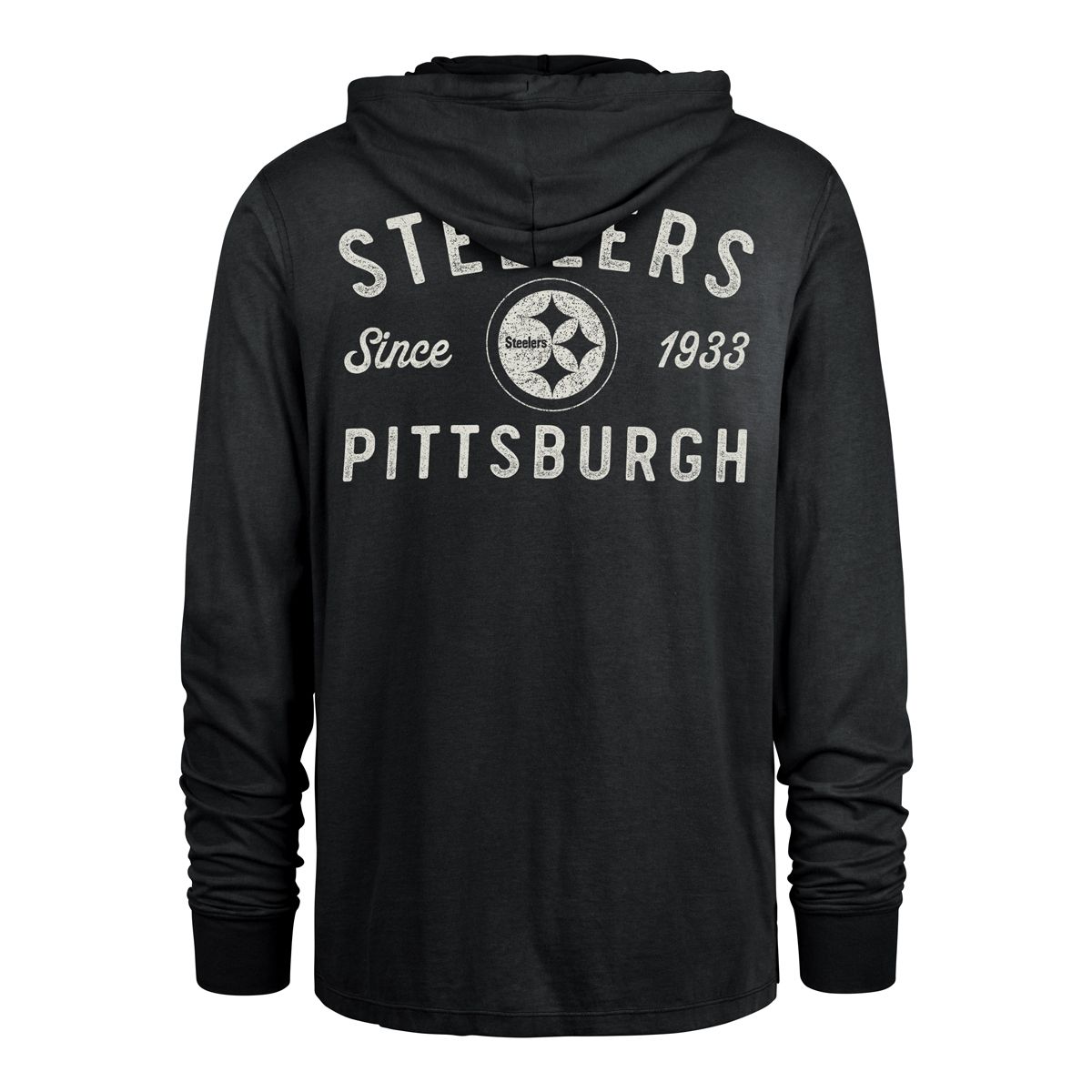 Pittsburgh Steelers Men's '47 Brand Dusted Overhand River Hoodie Long Sleeve T-Shirt