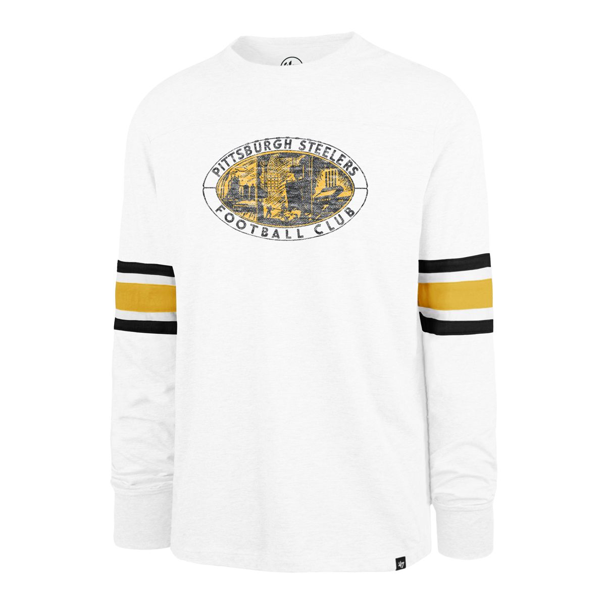 Pittsburgh Steelers Men's '47 Brand Historic Double Header Brex Long Sleeve T-Shirt