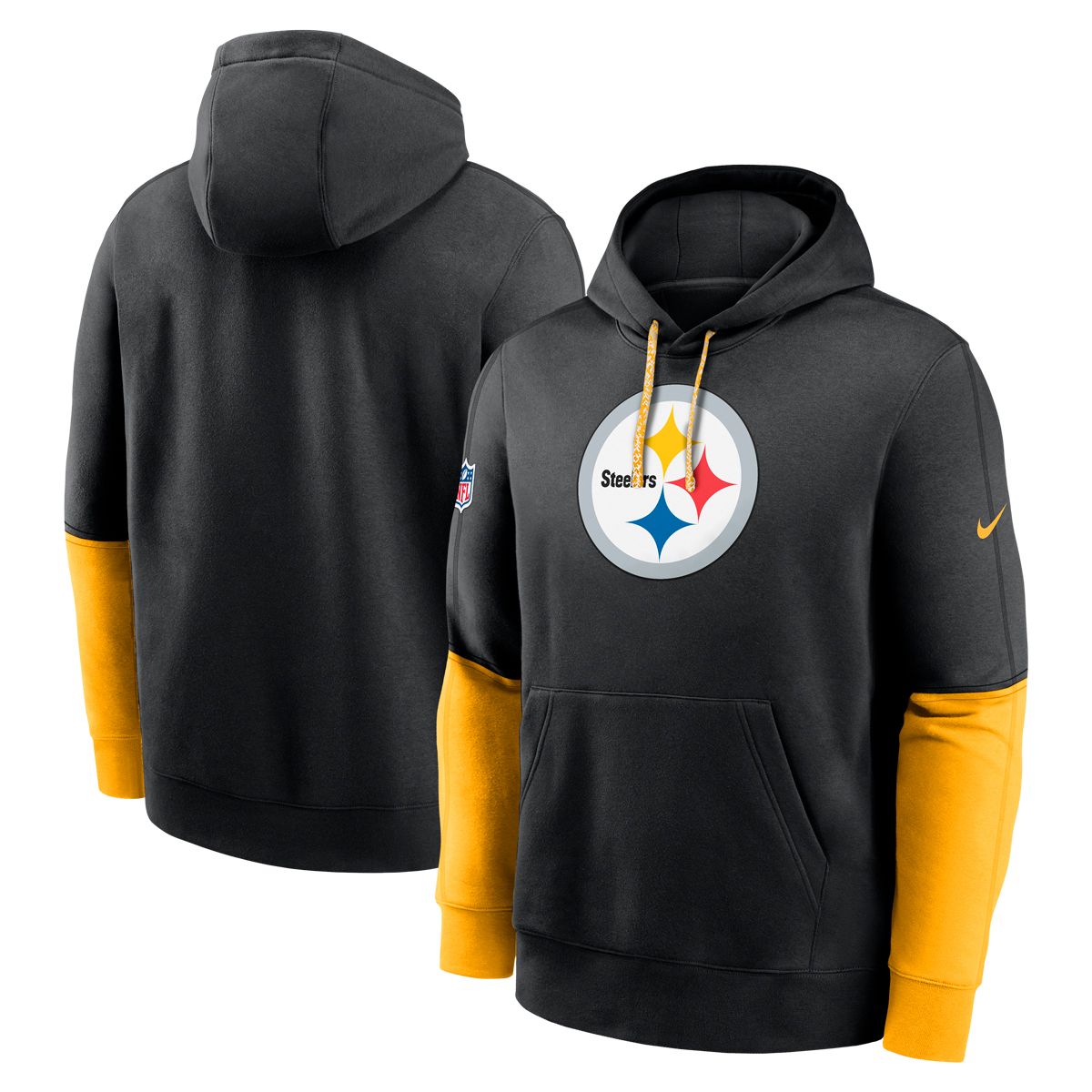 Pittsburgh Steelers Men's Nike Black Team Issue Sideline Club Pullover Hoodie 3 Pittsburgh Steelers Men's Nike Black Team Issue Sideline Club Pullover Hoodie