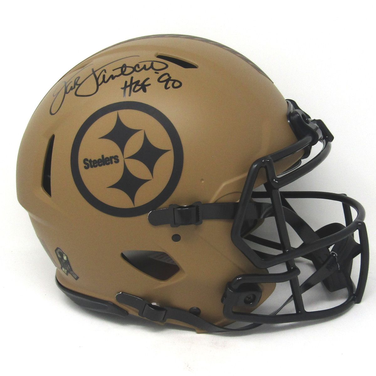 Pittsburgh Steelers #58 Jack Lambert Autographed Riddell Salute to Service Authentic Full-Size Helmet 3 Pittsburgh Steelers #58 Jack Lambert Autographed Riddell Salute to Service Authentic Full-Size Helmet