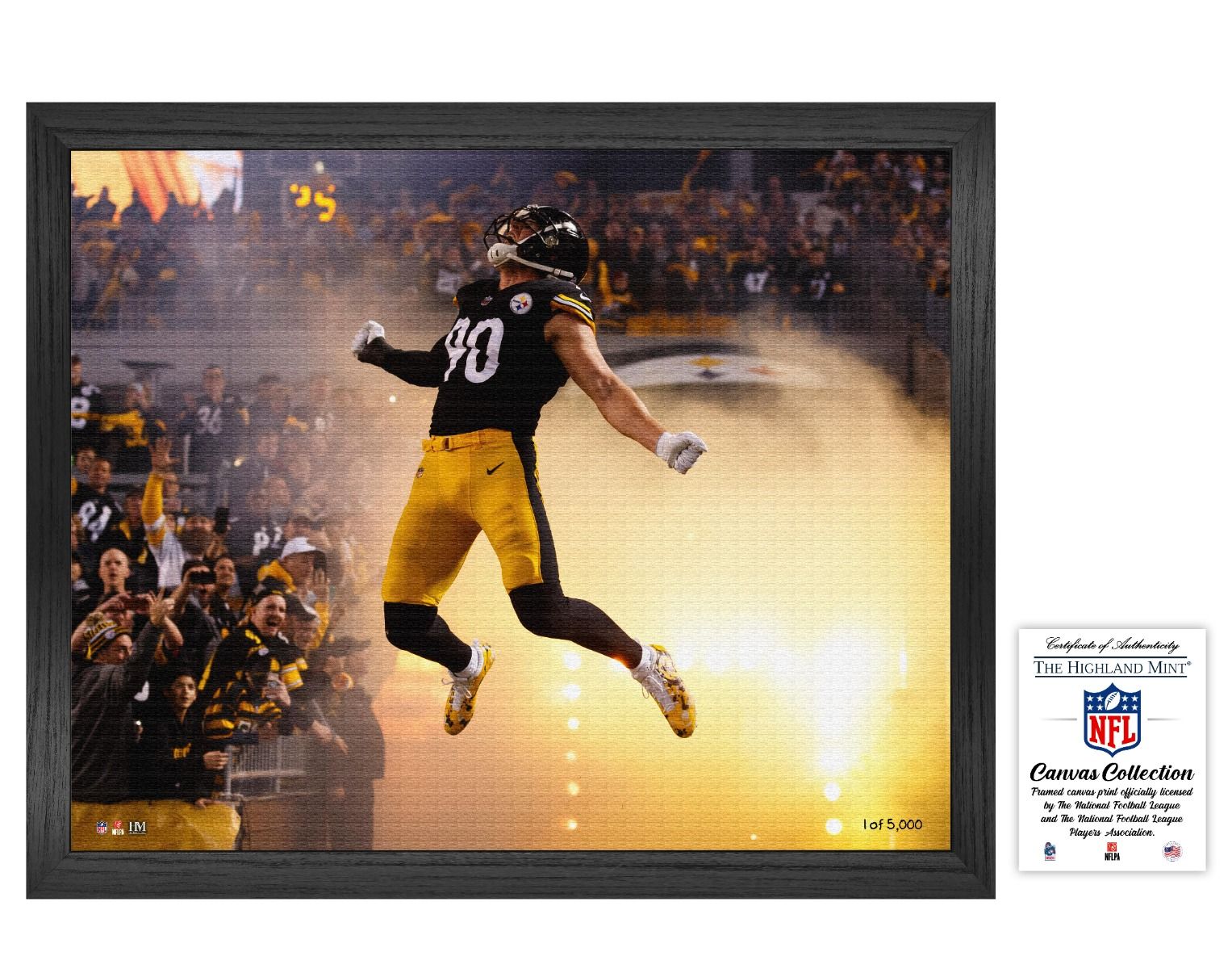 Pittsburgh Steelers #90 T.J. Watt Framed 16x20 Canvas Jump 3 Pittsburgh Steelers #90 T.J. Watt Framed 16x20 Canvas Jump