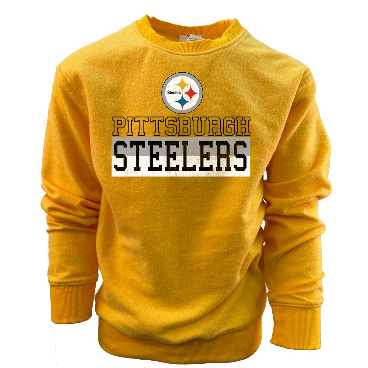 Pittsburgh Steelers Youth Reverse Printed Fleece Crew 3 Pittsburgh Steelers Youth Reverse Printed Fleece Crew