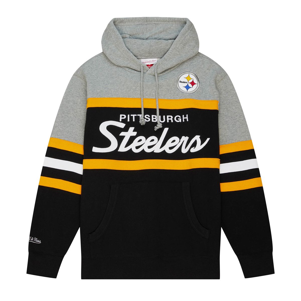 Pittsburgh Steelers Men's Mitchell & Ness Head Coach Pullover Fleece Hoodie 5 Pittsburgh Steelers Men's Mitchell & Ness Head Coach Pullover Fleece Hoodie