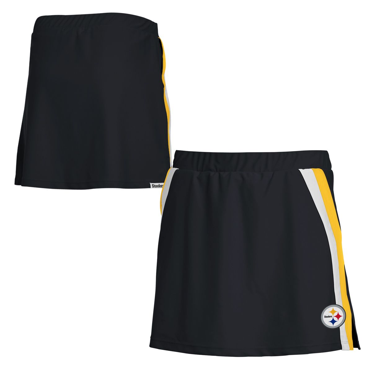 Pittsburgh Steelers Women's Erin Andrews Side Stripe Skort 3 Pittsburgh Steelers Women's Erin Andrews Side Stripe Skort