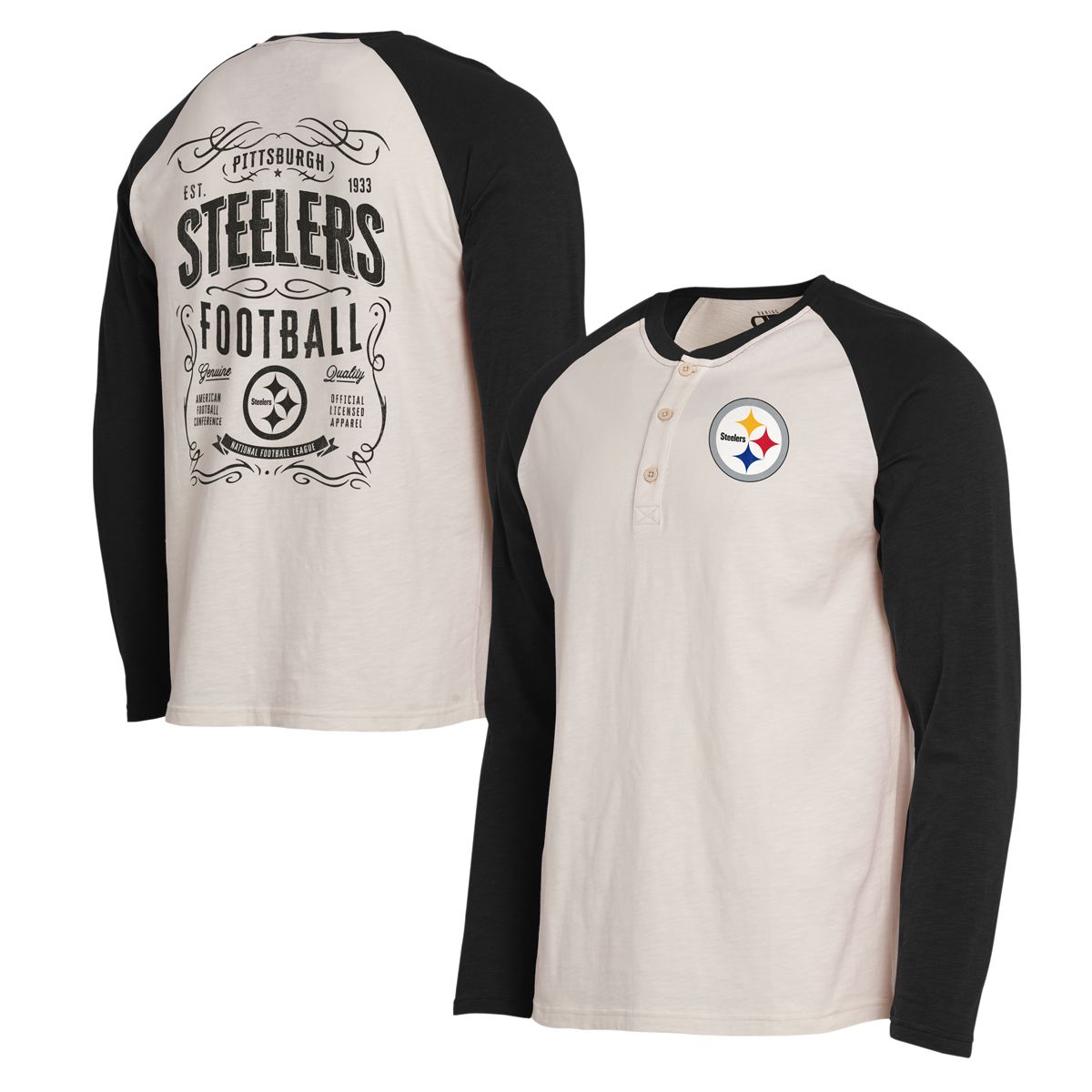 Pittsburgh Steelers Men's Darius Rucker Raglan Henley Long Sleeve T-Shirt 3 Pittsburgh Steelers Men's Darius Rucker Raglan Henley Long Sleeve T-Shirt