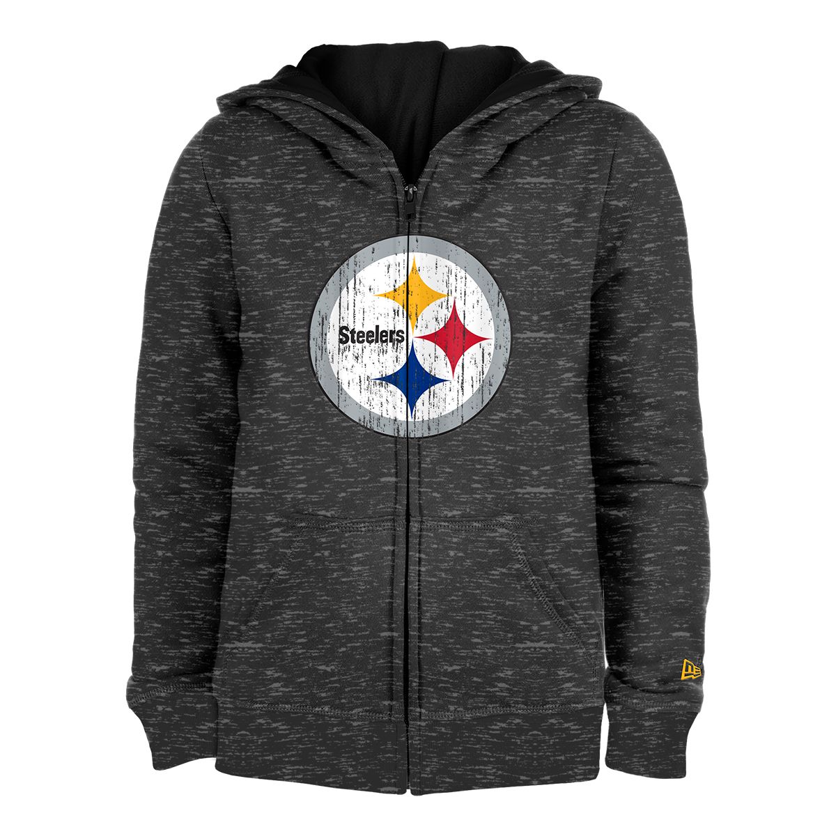 Pittsburgh Steelers Girl's New Era Space Dye Full Zip Hoodie 2 Pittsburgh Steelers Girl's New Era Space Dye Full Zip Hoodie