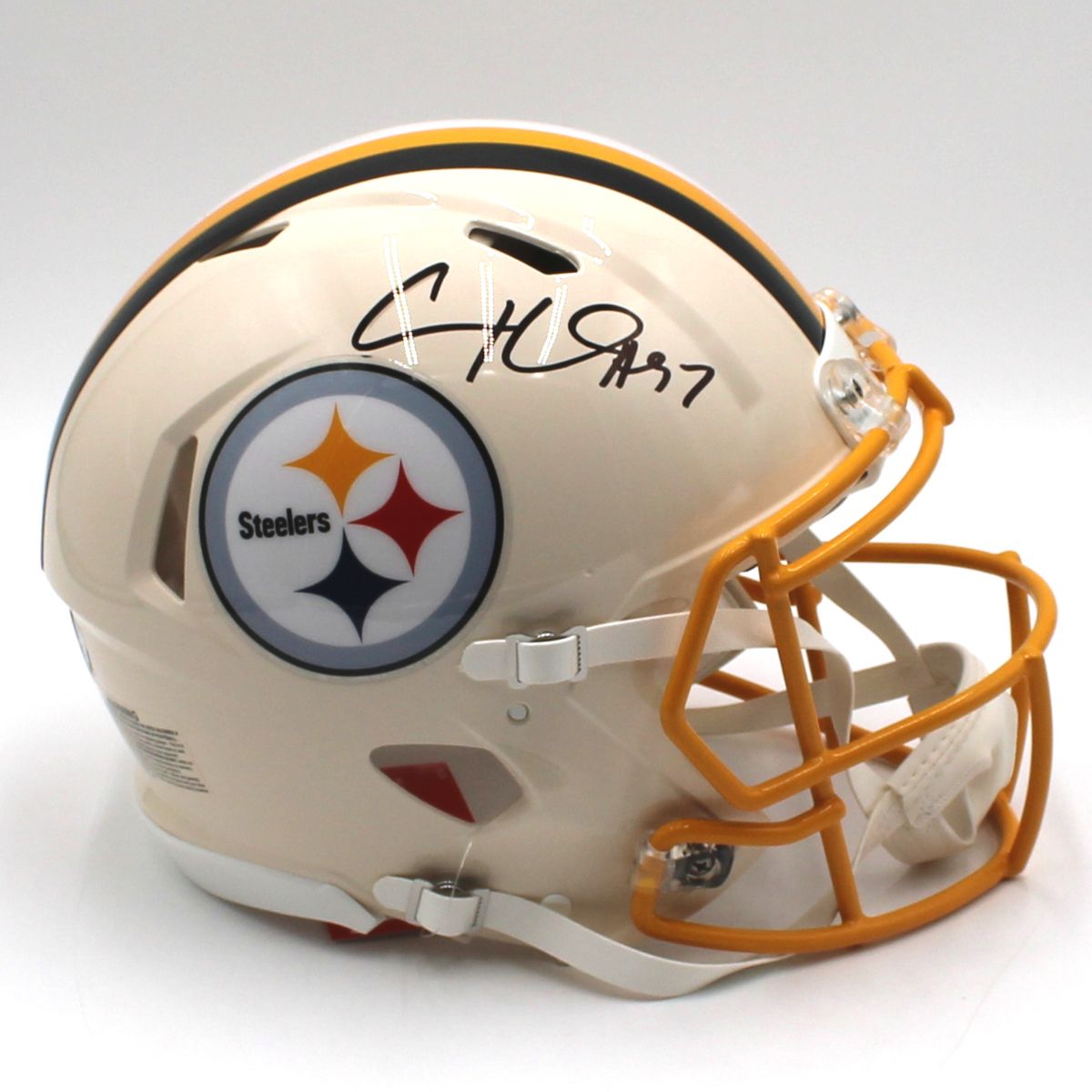 Pittsburgh Steelers #97 Cameron Heyward Autographed Riddell Authentic Retro Full-Size Helmet