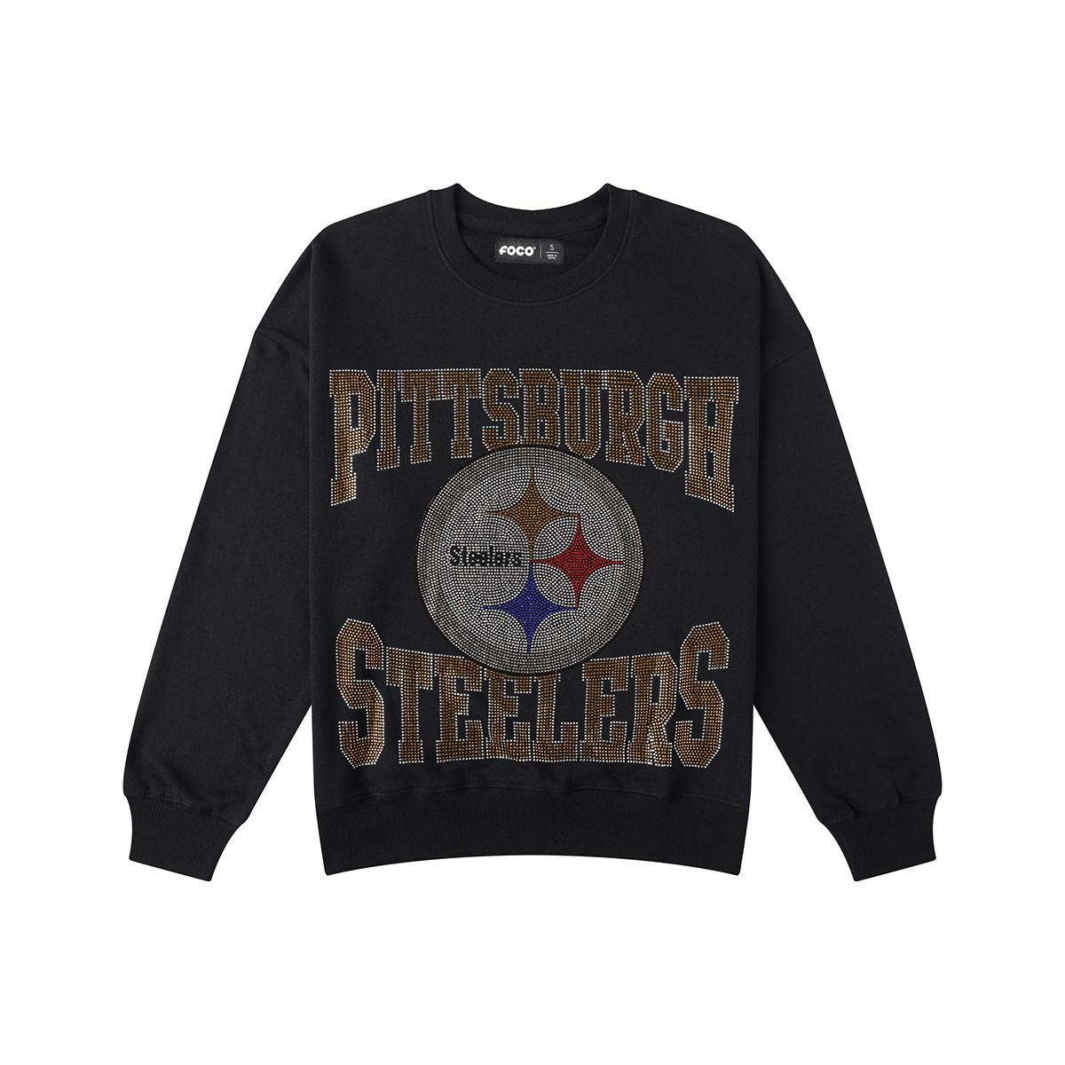 Pittsburgh Steelers Women's Thematic Rhinestone Oversized Crew Sweatshirt 9 Pittsburgh Steelers Women's Thematic Rhinestone Oversized Crew Sweatshirt