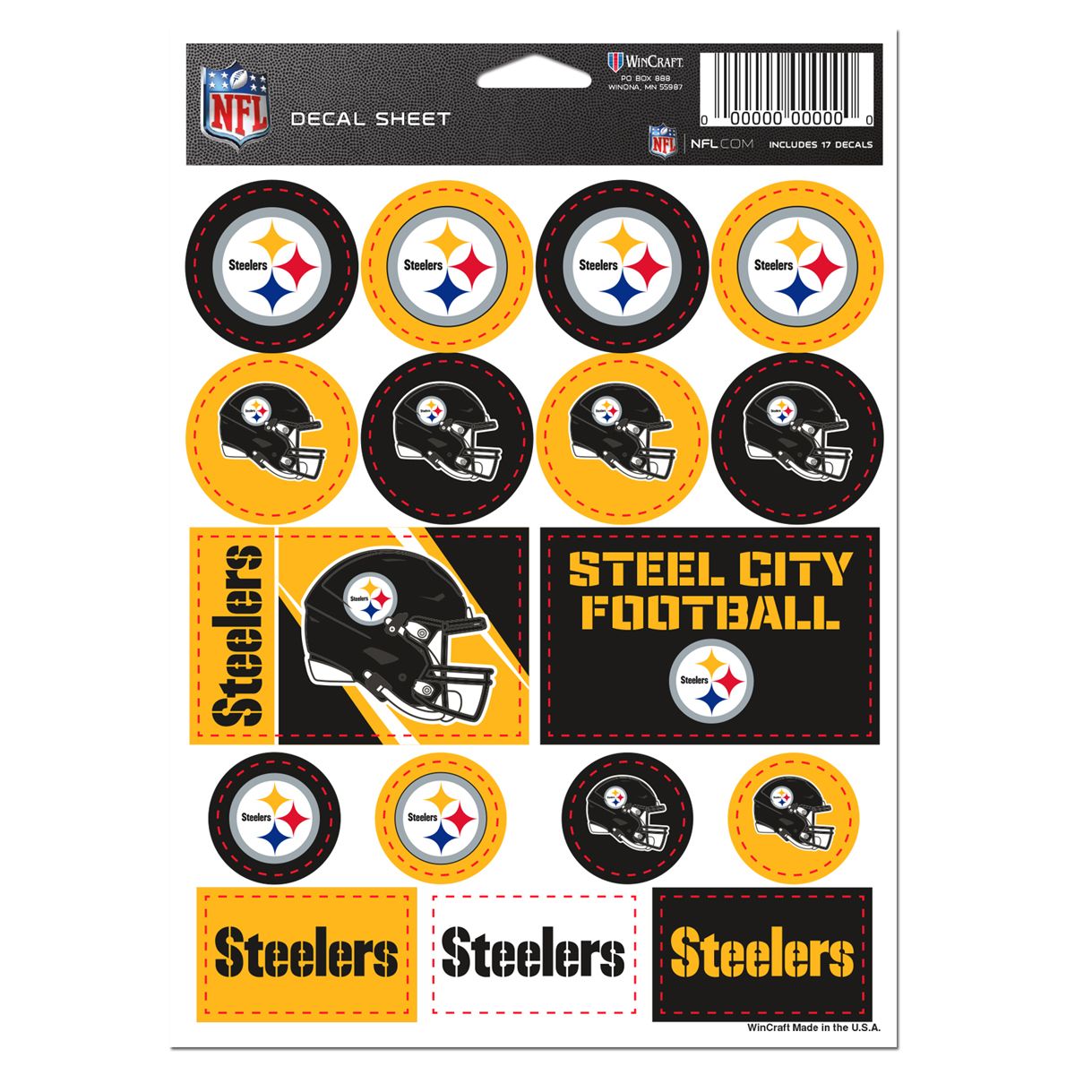 Pittsburgh Steelers Vinyl Sticker Decal Sheet