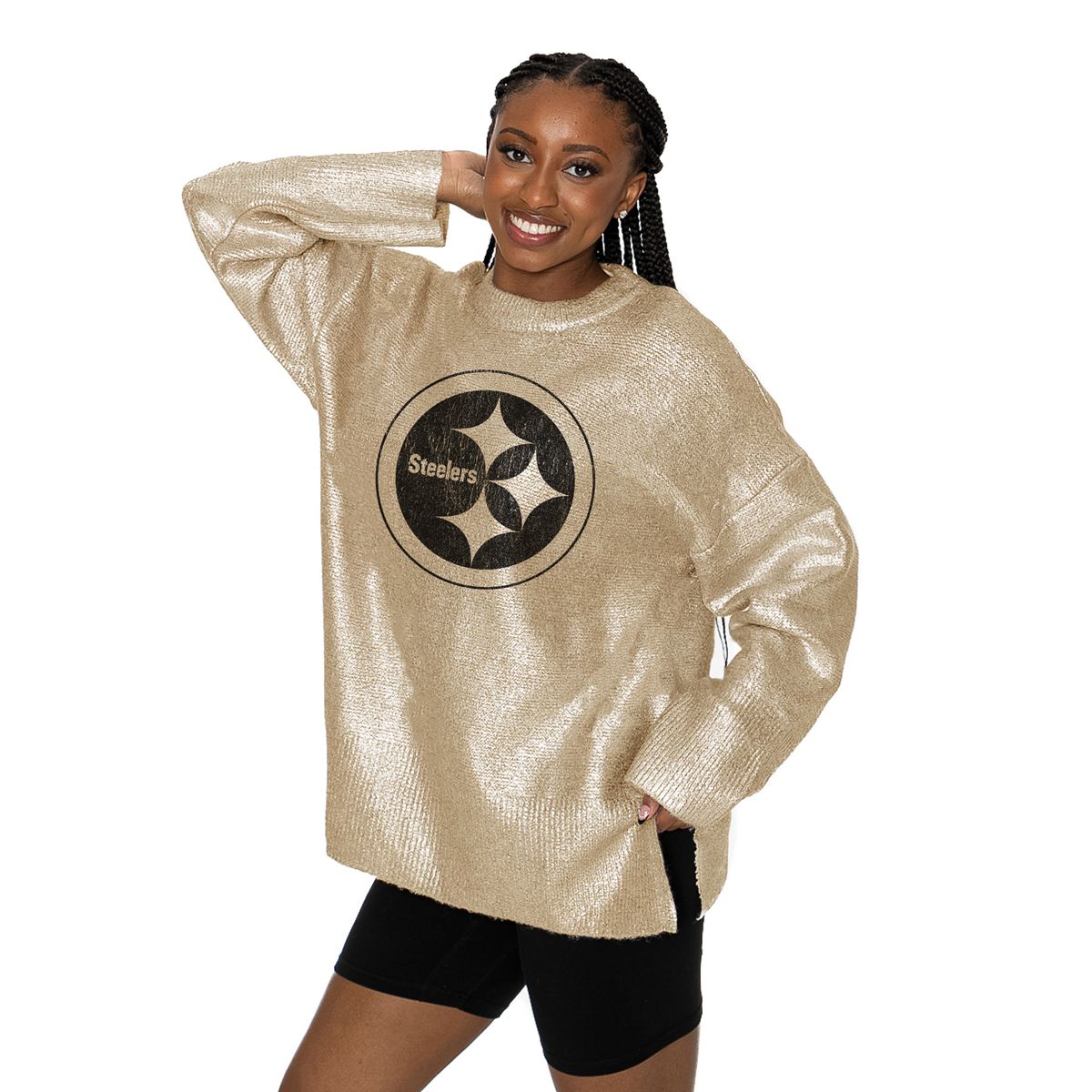 Pittsburgh Steelers Women's Gameday Couture Shine Down Metallic Sweater 11 Pittsburgh Steelers Women's Gameday Couture Shine Down Metallic Sweater