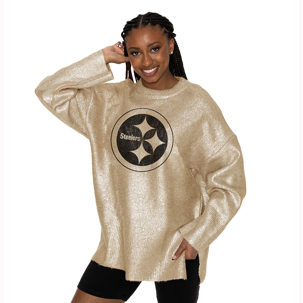 Pittsburgh Steelers Women's Gameday Couture Shine Down Metallic Sweater