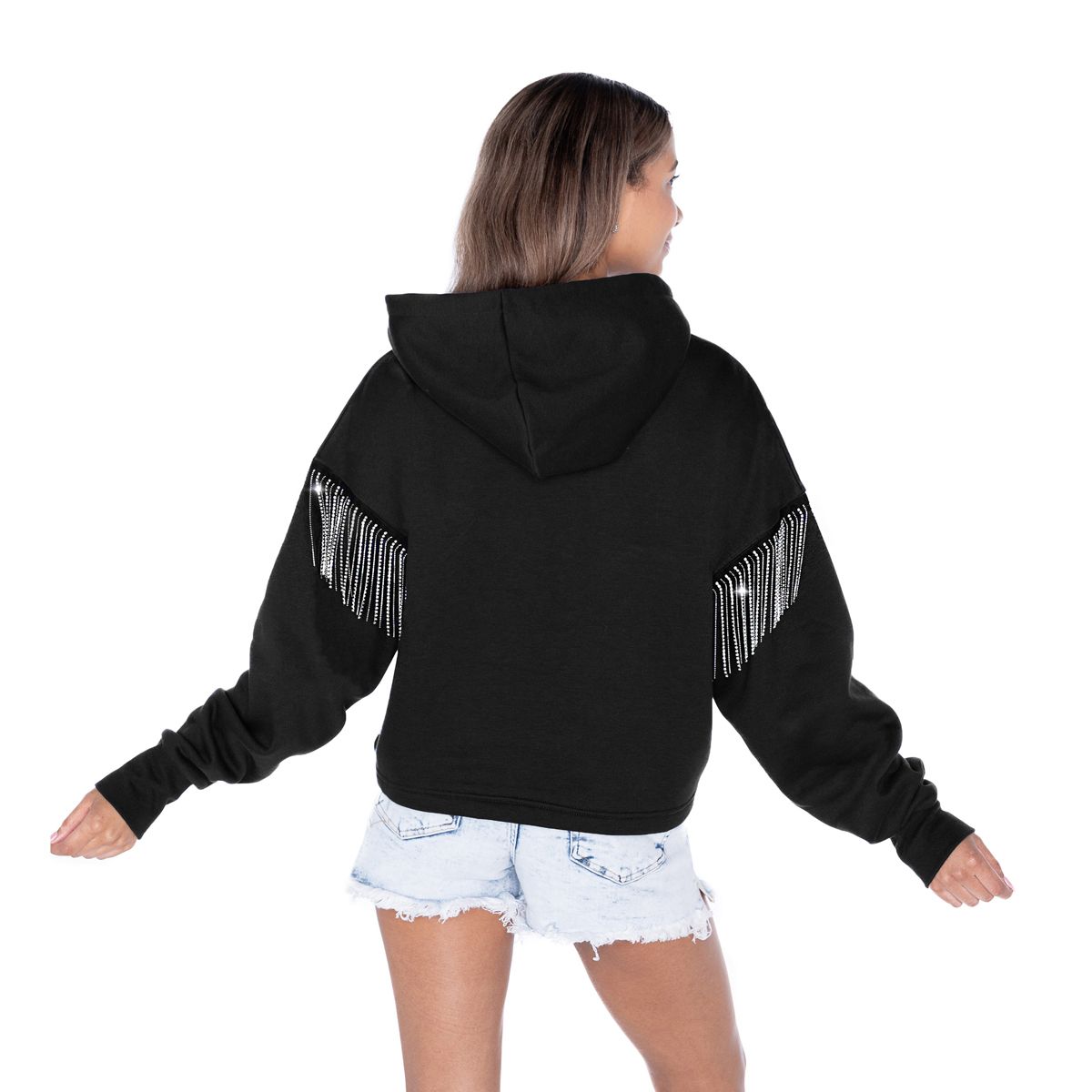 Pittsburgh Steelers Women's Gameday Couture Big Ambitions Rhinestone Fringe Hooded Sweatshirt 4 Pittsburgh Steelers Women's Gameday Couture Big Ambitions Rhinestone Fringe Hooded Sweatshirt
