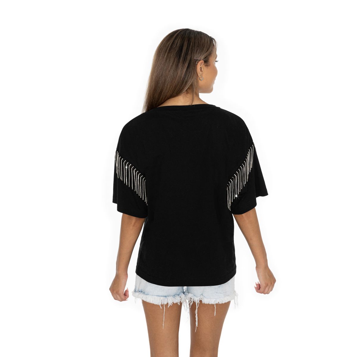 Pittsburgh Steelers Women's Gameday Couture Irresistible Rhinestone Fringe Short Sleeve T-Shirt 4 Pittsburgh Steelers Women's Gameday Couture Irresistible Rhinestone Fringe Short Sleeve T-Shirt