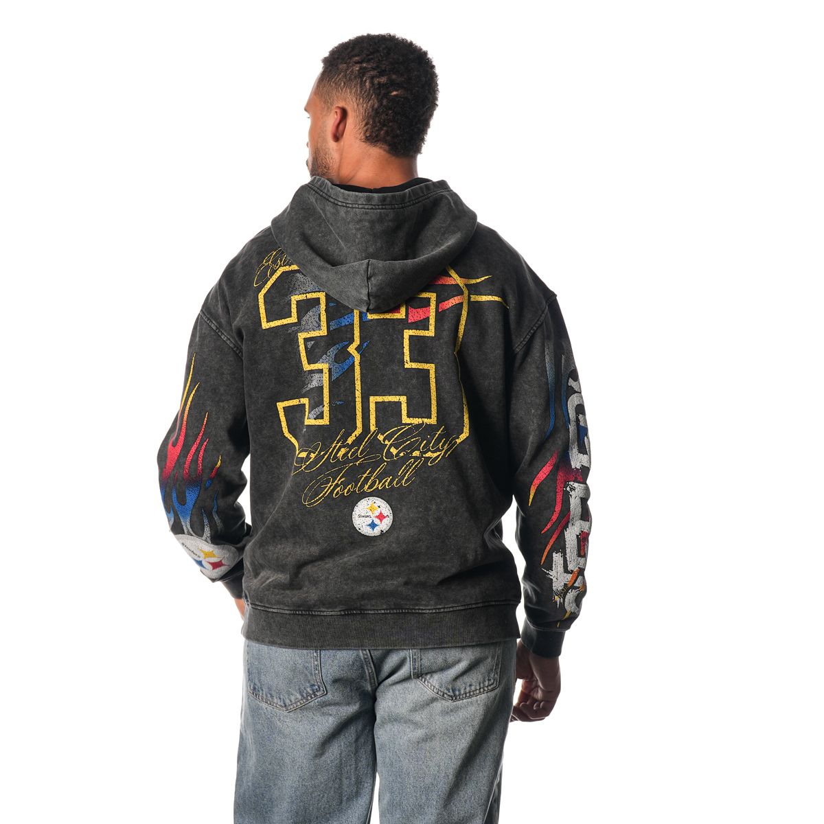 Pittsburgh Steelers Men's Wild Collective Hypo Flames Pullover Fleece Hoodie 3 Pittsburgh Steelers Men's Wild Collective Hypo Flames Pullover Fleece Hoodie
