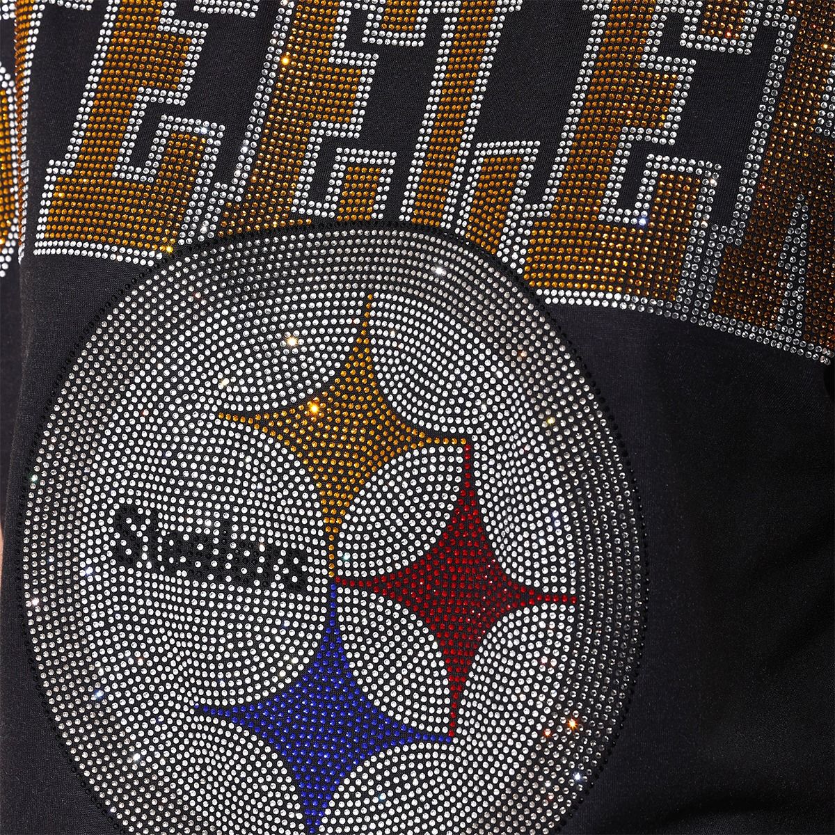 Pittsburgh Steelers Women's Big Logo Rhinestone Crop Short Sleeve T-Shirt 4 Pittsburgh Steelers Women's Big Logo Rhinestone Crop Short Sleeve T-Shirt