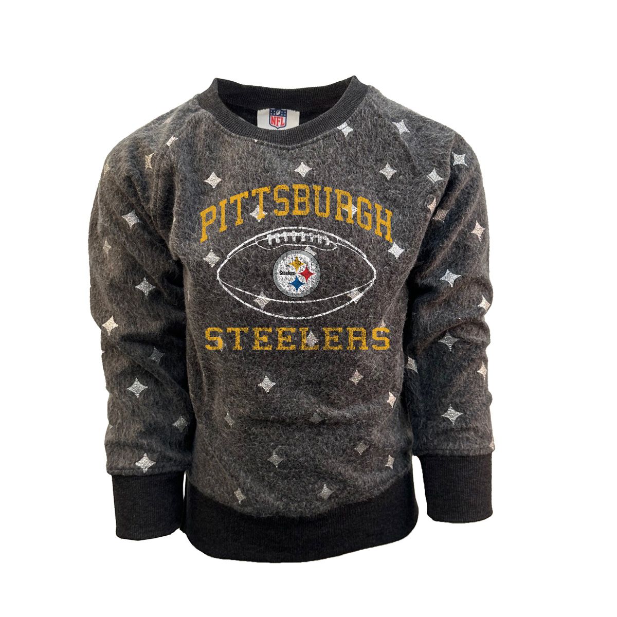 Pittsburgh Steelers Toddler Girls Shimmer Hypocycloid Crew 3 Pittsburgh Steelers Toddler Girls Shimmer Hypocycloid Crew