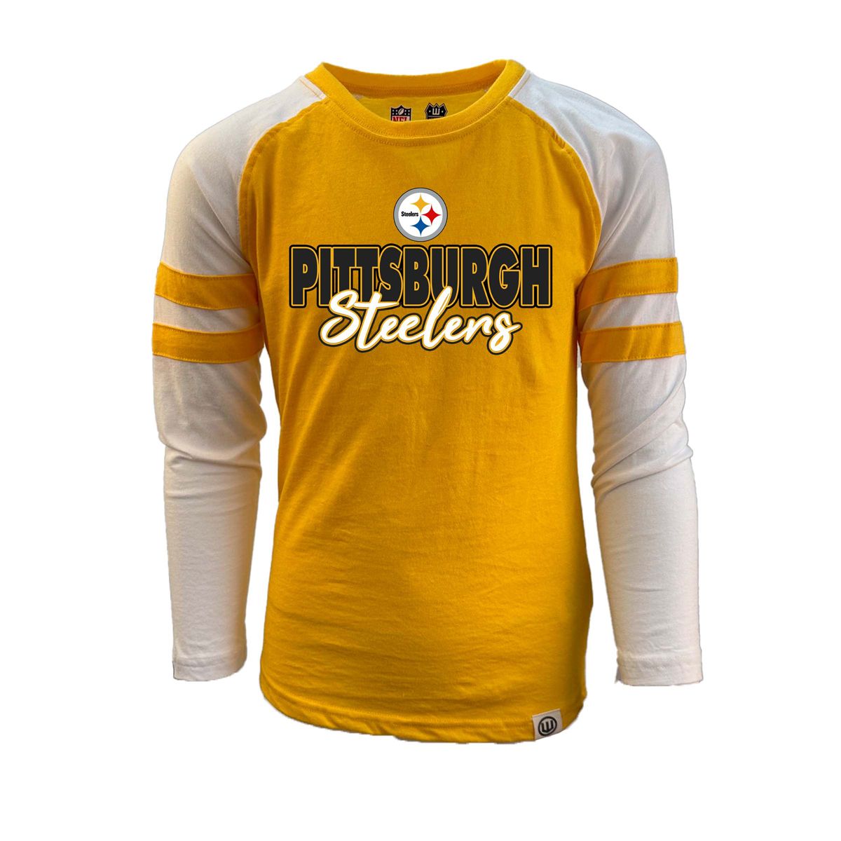 Pittsburgh Steelers Girl's Sleeve Stripe Raglan Long Sleeve T-Shirt