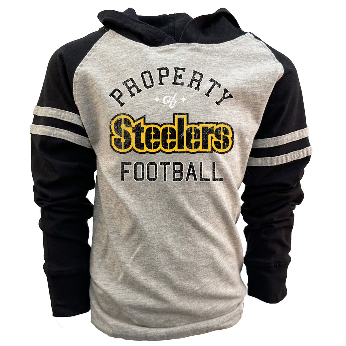 Pittsburgh Steelers Little Boy's Sleeve Stripe Long Sleeve Hoodie T-Shirt 3 Pittsburgh Steelers Little Boy's Sleeve Stripe Long Sleeve Hoodie T-Shirt