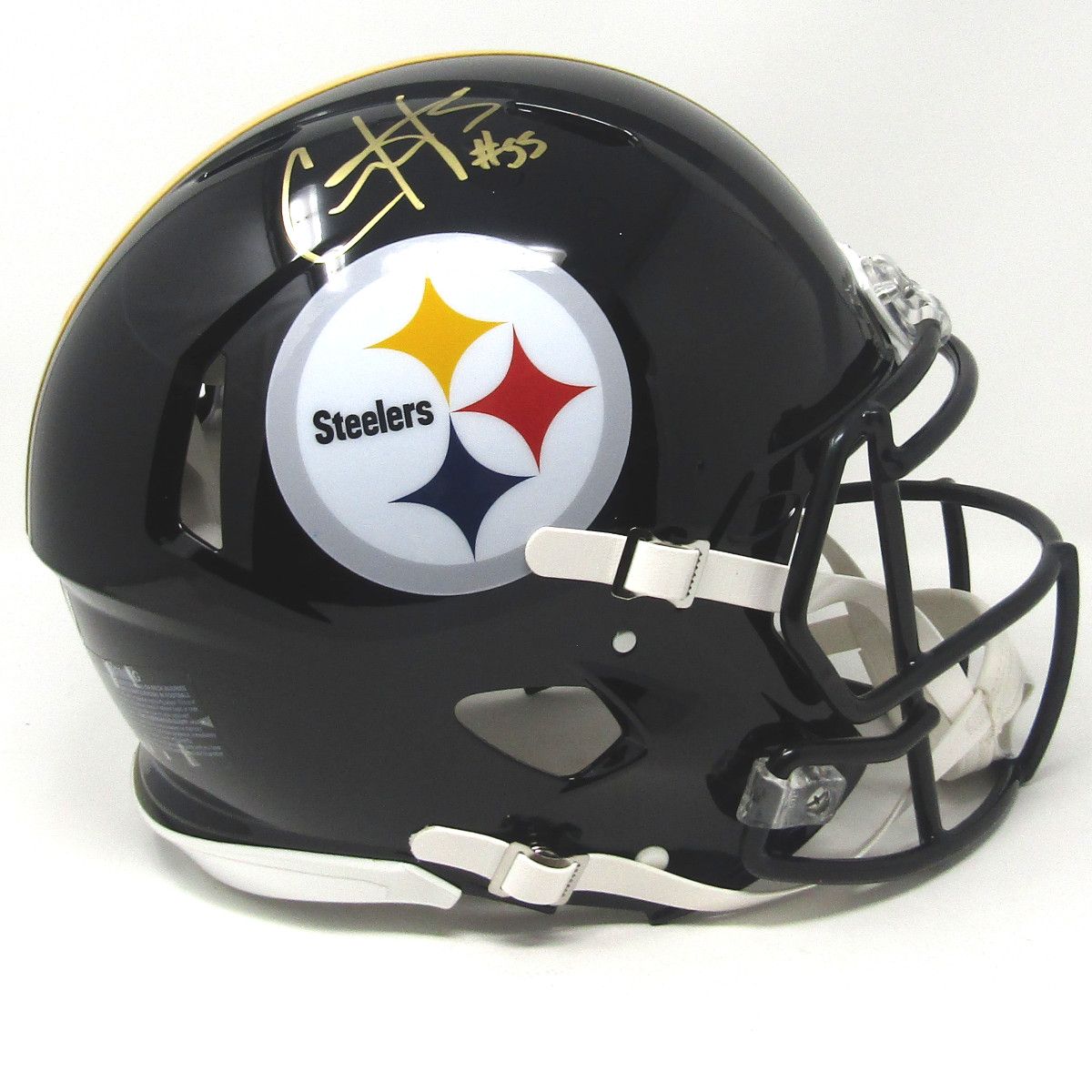 Pittsburgh Steelers #55 Cole Holcomb Autographed Riddell Authentic Full-Size Helmet 3 Pittsburgh Steelers #55 Cole Holcomb Autographed Riddell Authentic Full-Size Helmet