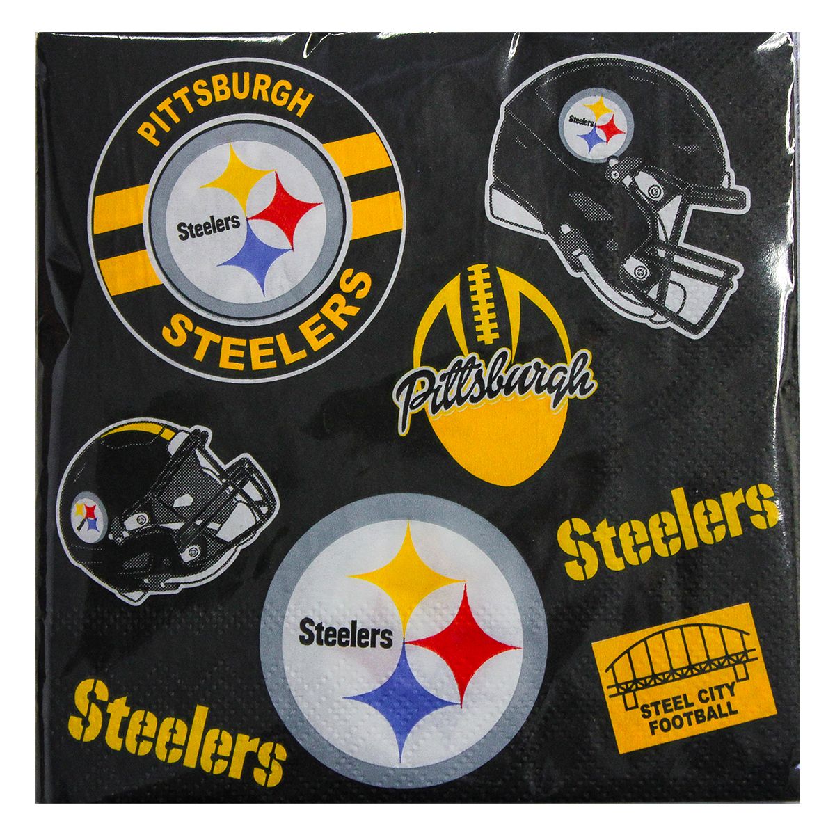 Pittsburgh Steelers Allover Logo 10x10 Napkins 24 Pack 1 Pittsburgh Steelers Allover Logo 10x10 Napkins 24 Pack
