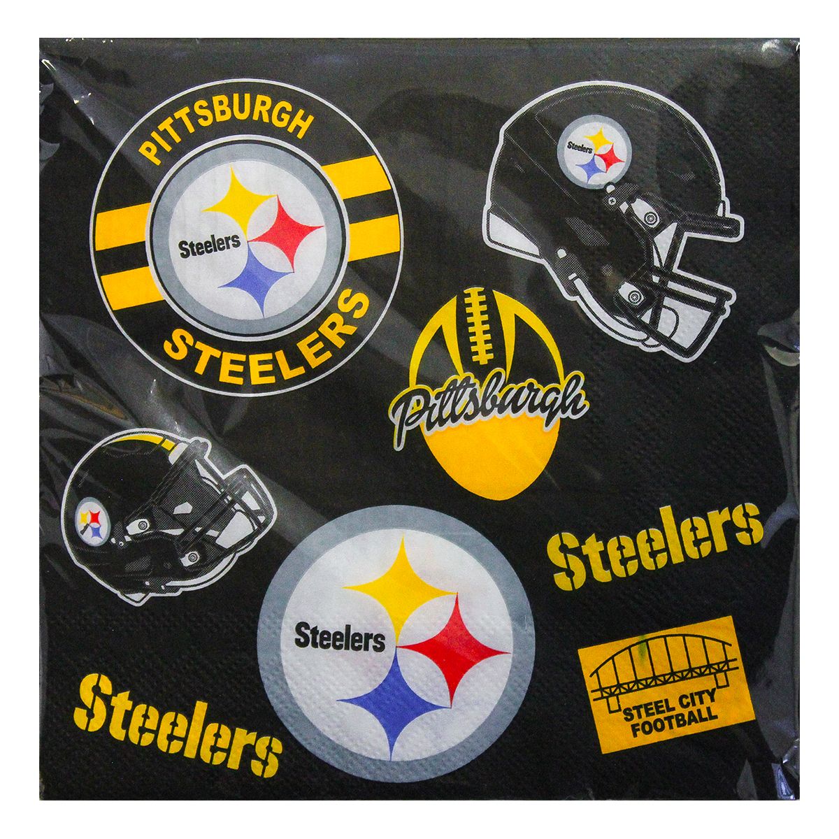 Pittsburgh Steelers Allover Logos 13x13 Napkins 20 Pack 4 Pittsburgh Steelers Allover Logos 13x13 Napkins 20 Pack
