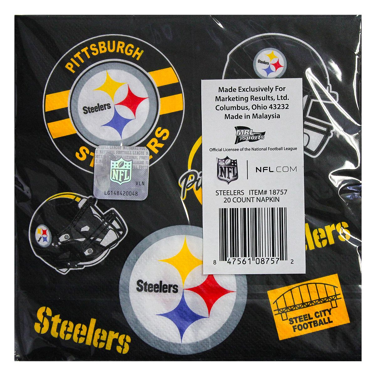 Pittsburgh Steelers Allover Logos 13x13 Napkins 20 Pack 2 Pittsburgh Steelers Allover Logos 13x13 Napkins 20 Pack