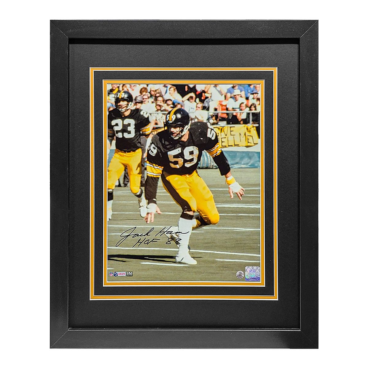Pittsburgh Steelers #59 Jack Ham Signed Framed Dropping Back 11x14 Photo 1 Pittsburgh Steelers #59 Jack Ham Signed Framed Dropping Back 11x14 Photo