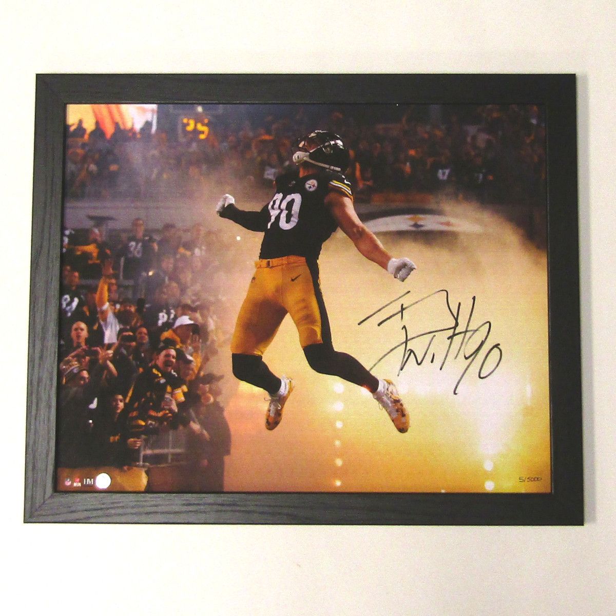 Pittsburgh Steelers #90 TJ Watt Signed Framed Canvas 1 Pittsburgh Steelers #90 TJ Watt Signed Framed Canvas