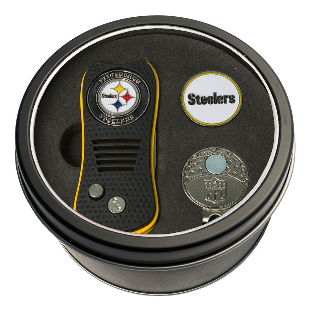 Pittsburgh Steelers Personalized Switchblade Divot Tool & Cap Clip Tin Gift Set