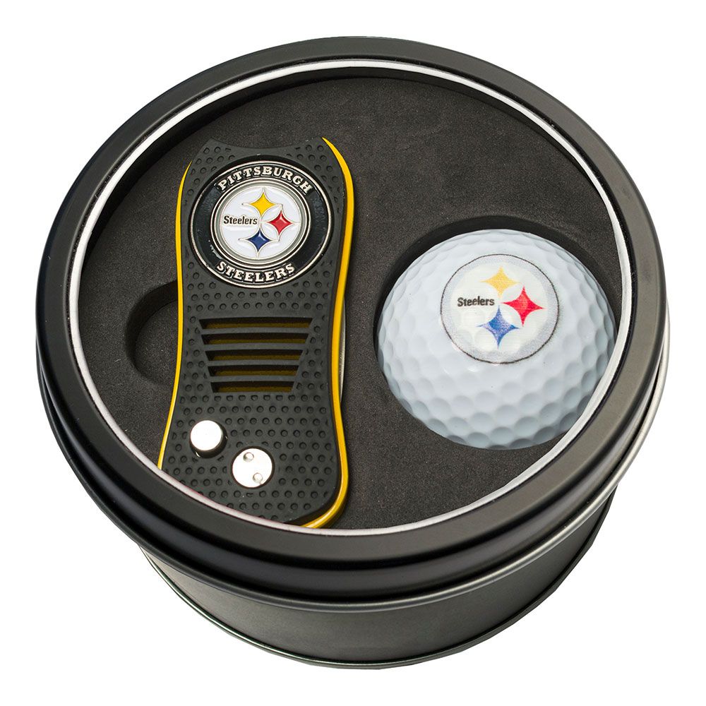 Pittsburgh Steelers Personalized Switchblade Divot Tool & Golf Ball Tin Gift Set 2 Pittsburgh Steelers Personalized Switchblade Divot Tool & Golf Ball Tin Gift Set