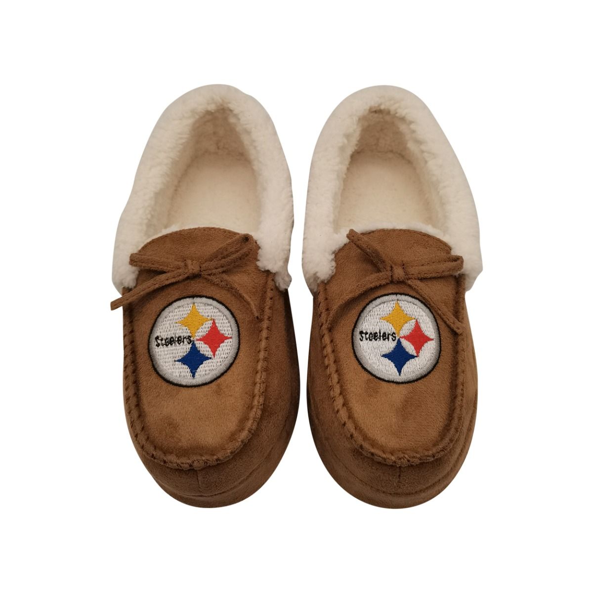 Pittsburgh Steelers Women's Sherpa Lined Platform Moccasins 2 Pittsburgh Steelers Women's Sherpa Lined Platform Moccasins