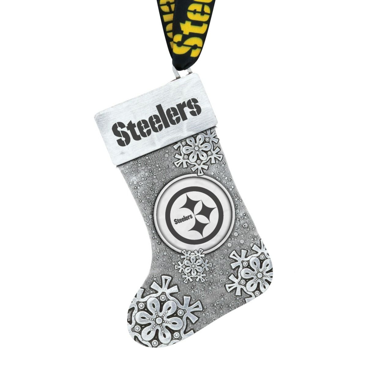 Pittsburgh Steelers Wendell August Forge Snowflake Stocking Aluminum Ornament 3 Pittsburgh Steelers Wendell August Forge Snowflake Stocking Aluminum Ornament