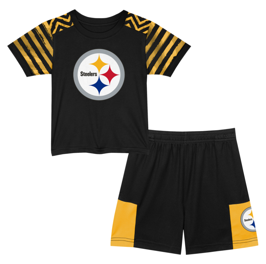 Pittsburgh Steelers Toddler Victory Pass Short Sleeve T-Shirt and Shorts Set 3 Pittsburgh Steelers Toddler Victory Pass Short Sleeve T-Shirt and Shorts Set
