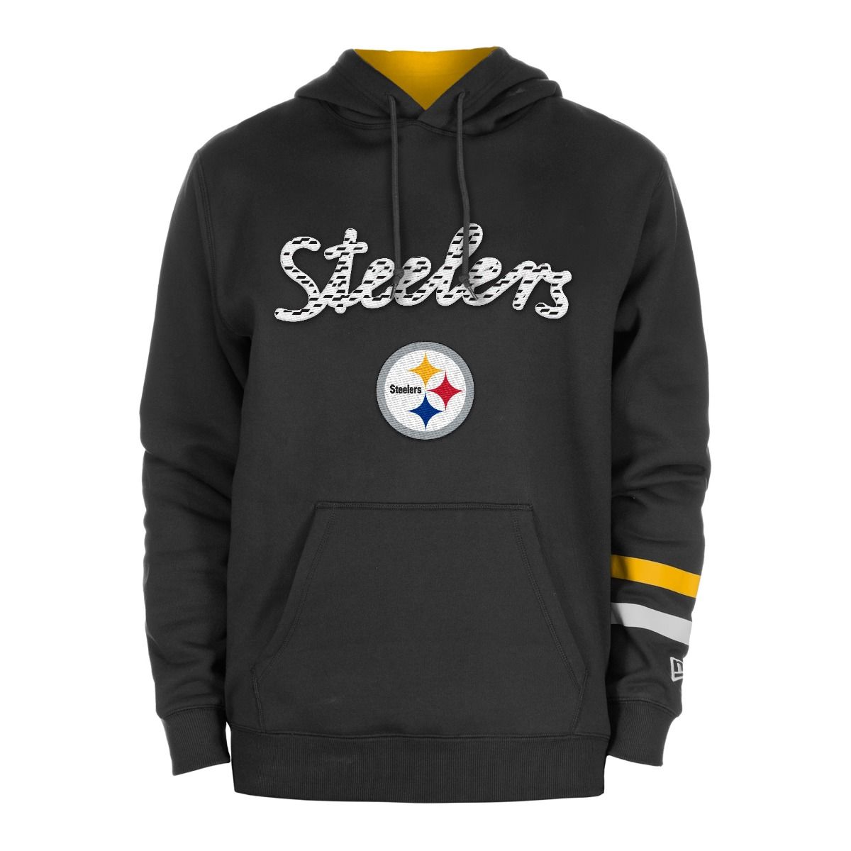 Pittsburgh Steelers Men's New Era Rope Applique Pullover Fleece Hoodie 2 Pittsburgh Steelers Men's New Era Rope Applique Pullover Fleece Hoodie
