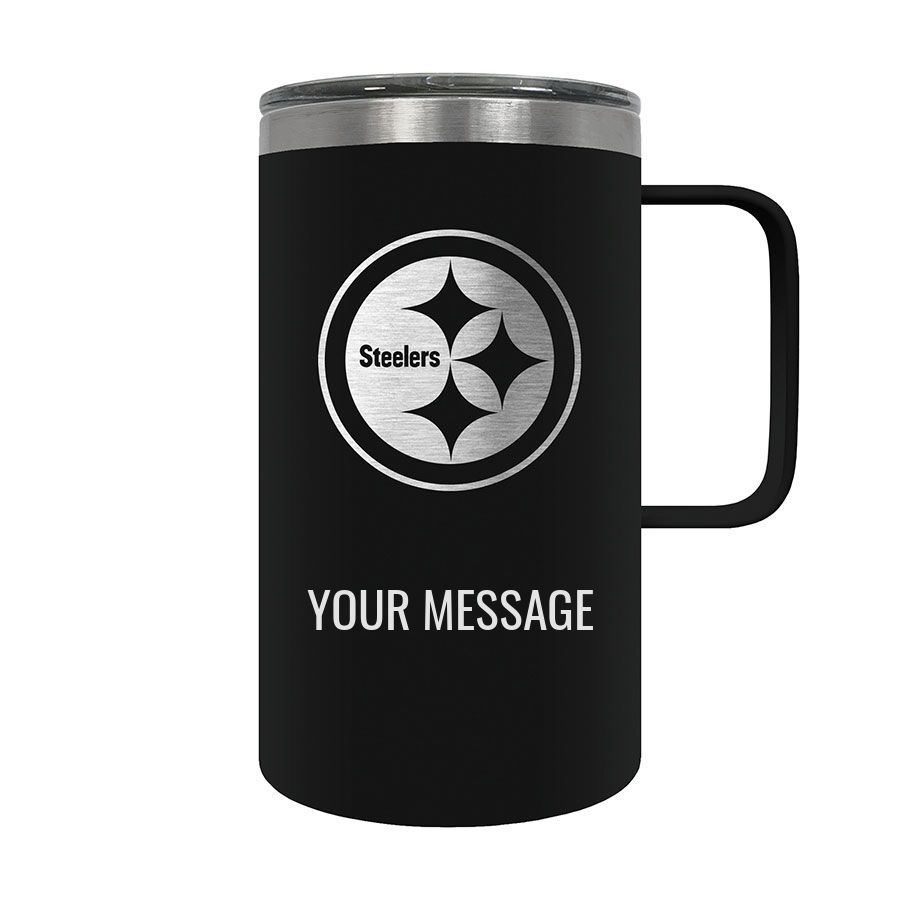 Pittsburgh Steelers Personalized 18oz. The Hustle Black Mug 2 Pittsburgh Steelers Personalized 18oz. The Hustle Black Mug